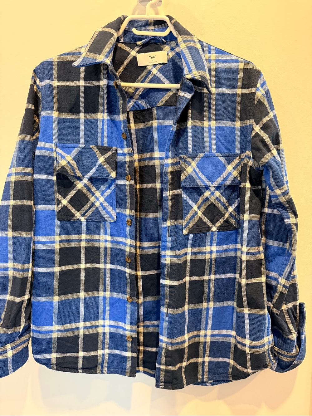 Tna Blue Plaid Button-Up Shacket